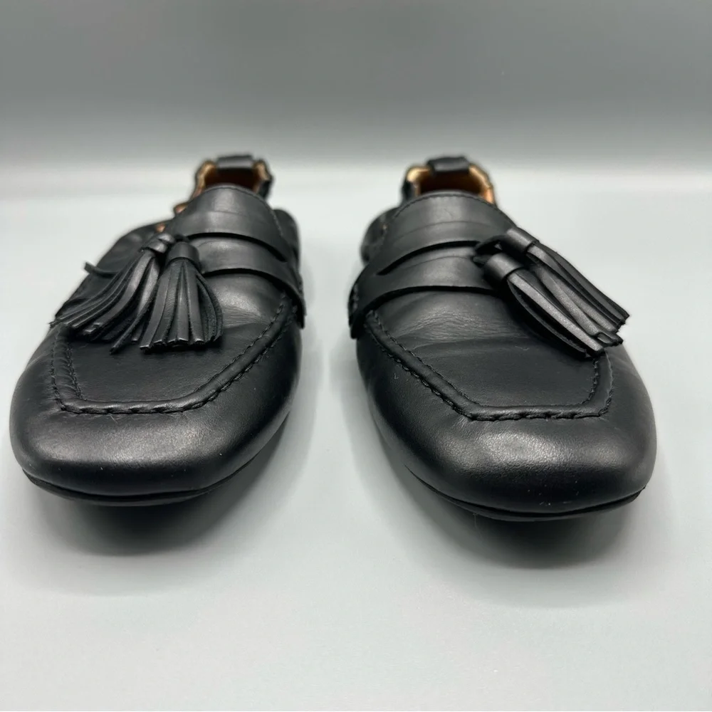 AQUATALIA Journee Tassel Loafer Flats Black Leather Womens Size 8